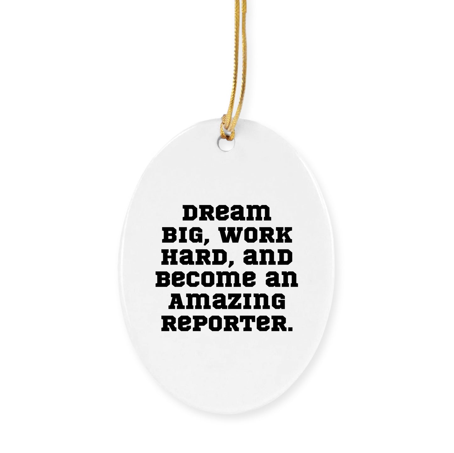 Reporter Christmas Circle Ornament- 'Dream Big, Work Hard, And Become An Amazing Reporter.' Gifts