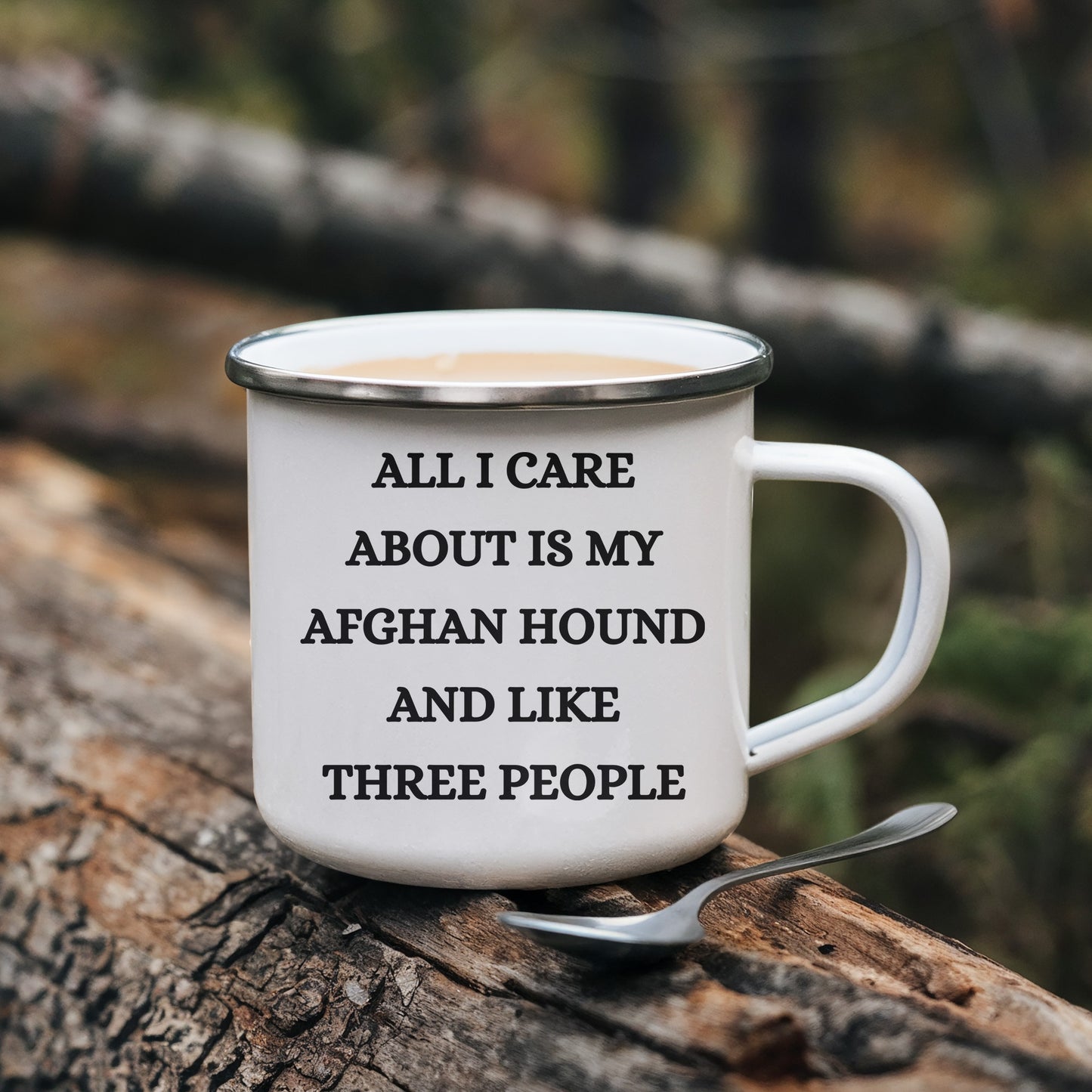 Afghan Hound Dog Lovers Christmas Unique Gift, Camping Mug with Funny Quote 'All I Care About Are My Afghan Hound And Like Three People', 12 oz Stainless Steel with Enamel Finish - Mallard Moon Gift Shop