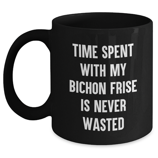 Bichon Frise Dog Lovers Gifts from Family, Funny Quote on Black Coffee Mug for Dad on Father's Day, Unique Present for Him - Main
