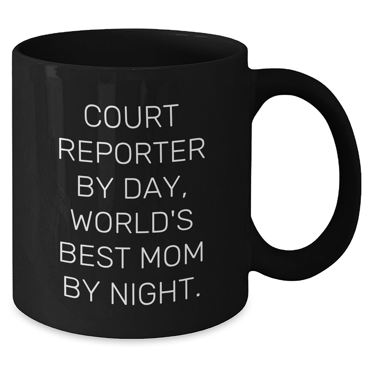 Court Reporter Gifts from Women - Funny Black Coffee Mug for Court Reporter by Day, World's Best Mom By Night - Graduation Unique Gifts - Additional