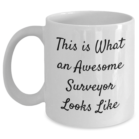 Funny Surveyor Gifts for Mom, Surveyor White Coffee Mug with Inspirational Quote, Gifts from Family, Mother's Day Unique Gifts for Surveyor - Main
