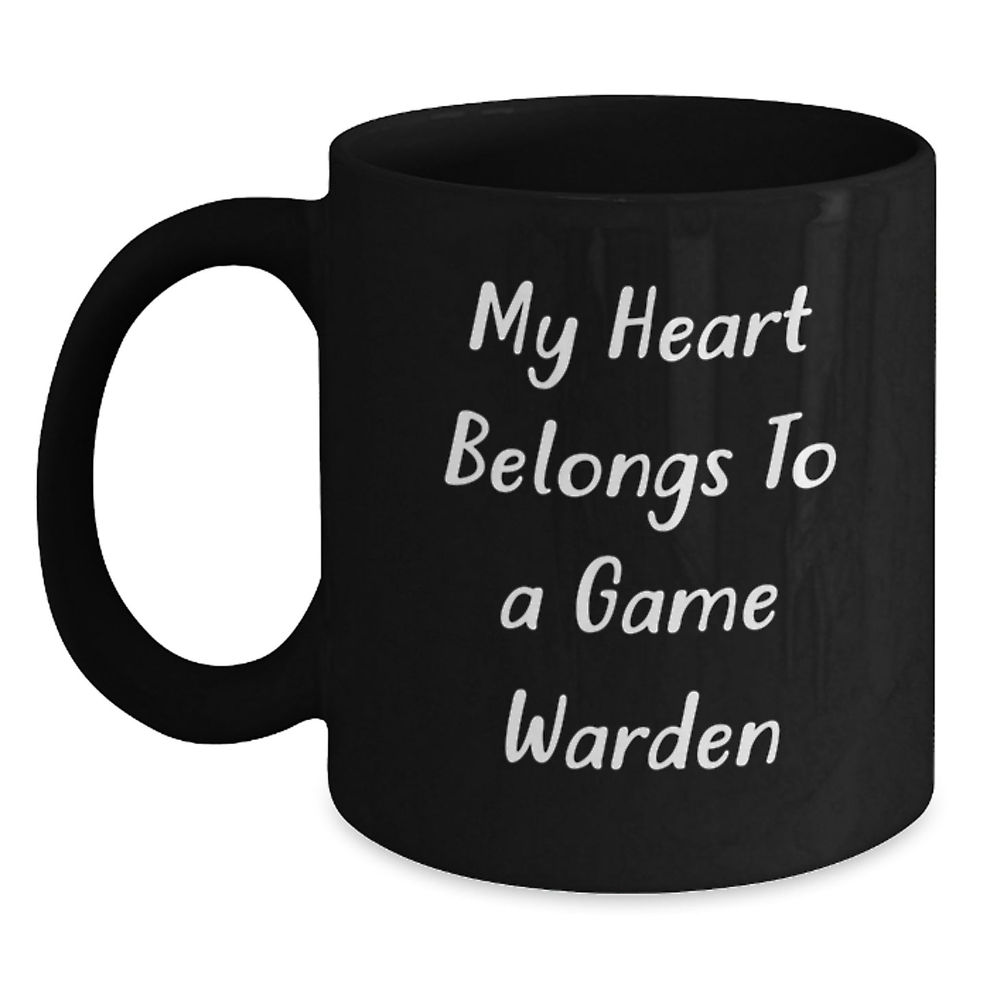 Funny Game Warden Gifts from Family, Heart Belongs to a Game Warden, Black Coffee Mug for Game Warden, Graduation Unique Gifts - Main