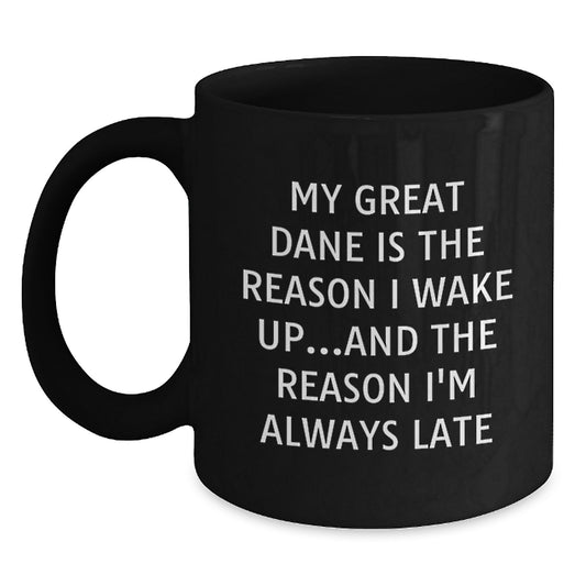 Funny Great Dane Dog Lover's Black Coffee Mug, Gifts from Friends for Great Dane Dog Owners, Birthday Unique Gifts - Main
