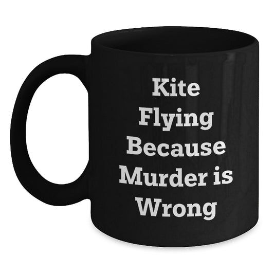 Kite Flying Humor Black Coffee Mug Gifts from Friends for Kite Flying Enthusiasts, Funny Graduation Unique Gifts - Main