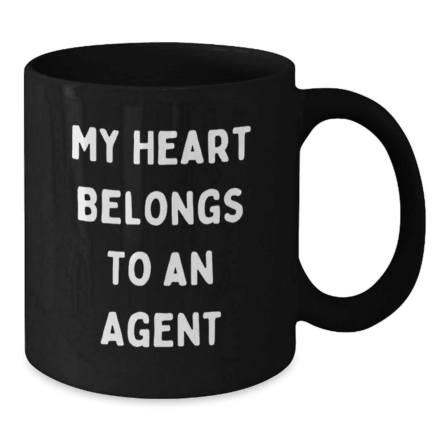 Funny Agent Gifts from Friends and Family - 'My Heart Belongs To An Agent' Black Coffee Mug for Birthday Celebrations - Additional
