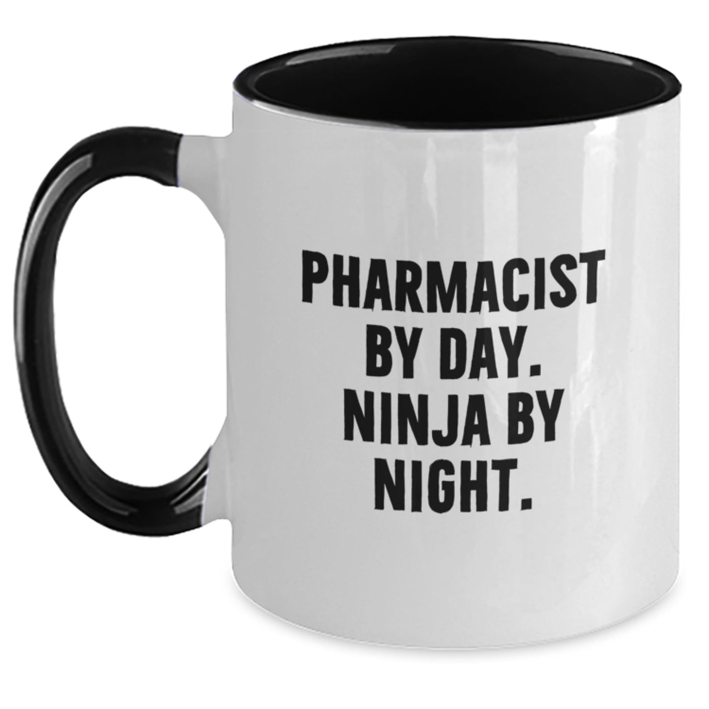 Funny Pharmacist Gifts for Men - Pharmacist By Day. Ninja By Night. - Two Tone Coffee Mug, Graduation Unique Gifts from Family to Coworkers - Main
