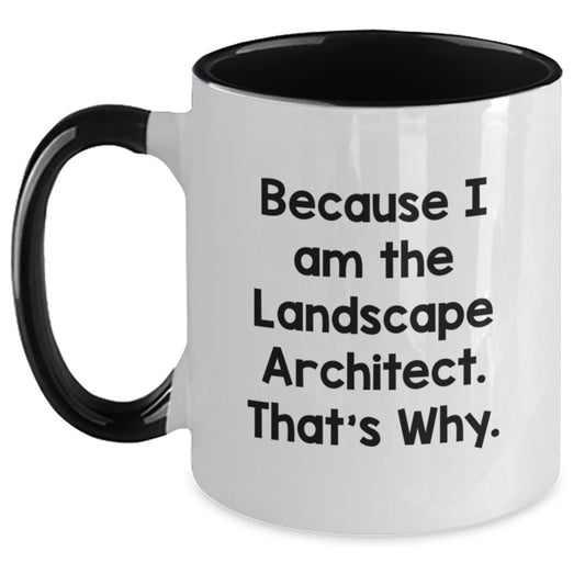 Funny Landscape Architect Gifts, Because I Am The Landscape Architect. That's Why., Two Tone Coffee Mug for Men, Women, Coworkers, Family and Friends, Graduation Unique Gifts - Main