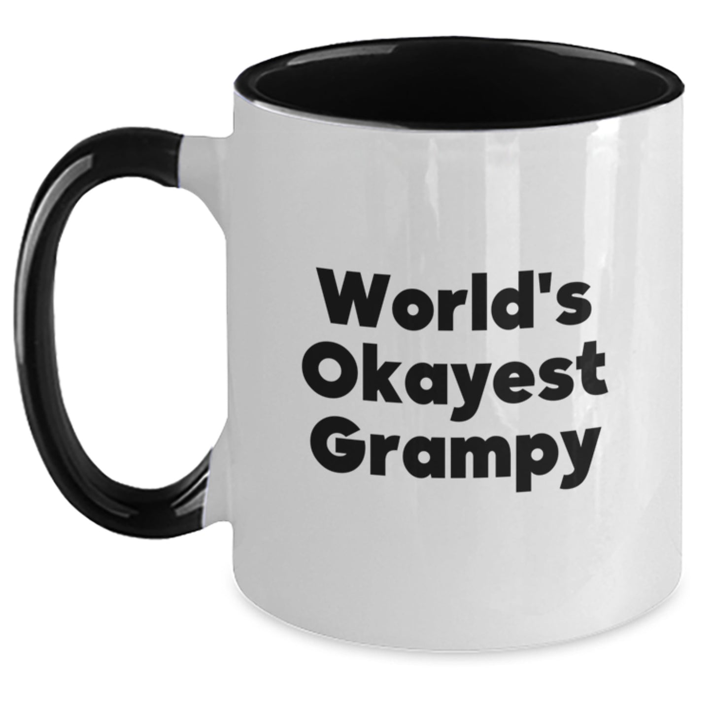 Funny Grampy Gifts, World's Okayest Grampy Two Tone Coffee Mug, Birthday Presents from Men, Women, Family, Friends - Main