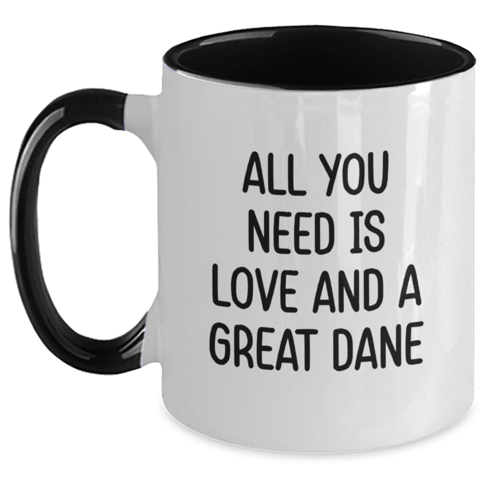 Funny Great Dane Dog Gifts for Men from Friends - All You Need Is Love And A Great Dane Two Tone Coffee Mug, Birthday Unique - Main