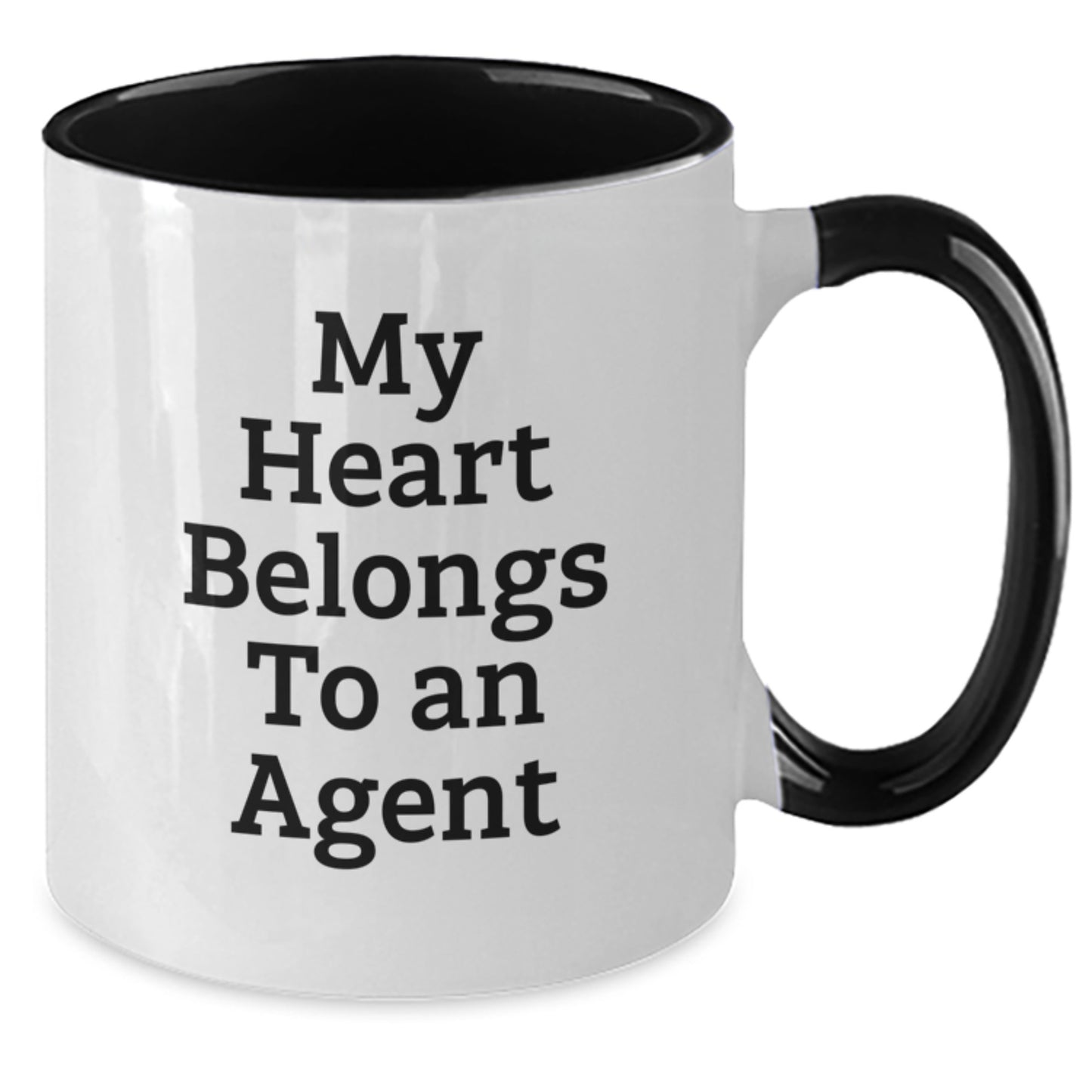 Funny Agent Gifts - My Heart Belongs To An Agent Two Tone Coffee Mug, Gifts from Men, Gifts for Agent, Birthday Unique Gifts - Additional