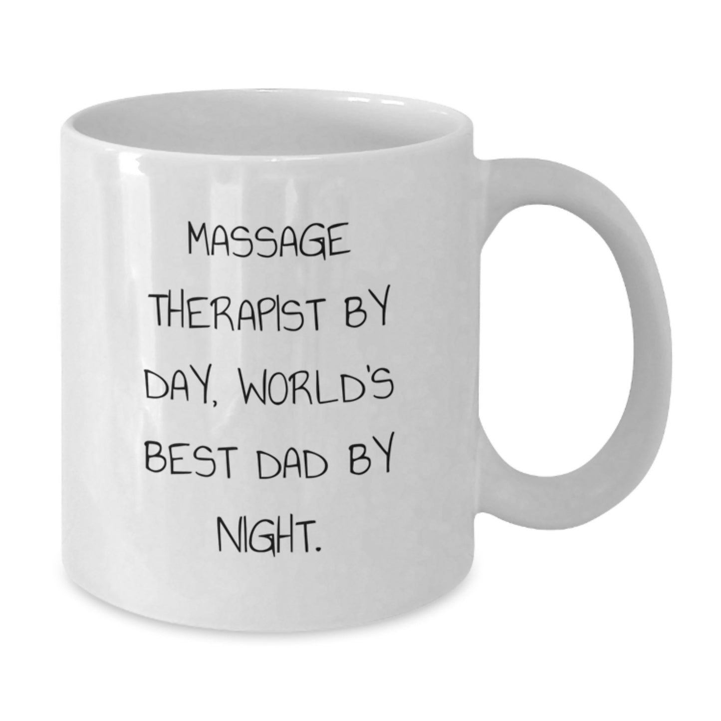Massage Therapist Gifts Funny White Coffee Mug, 'Massage Therapist By Day, World's Best Dad By Night.', Gifts from Friends for Birthday - Additional
