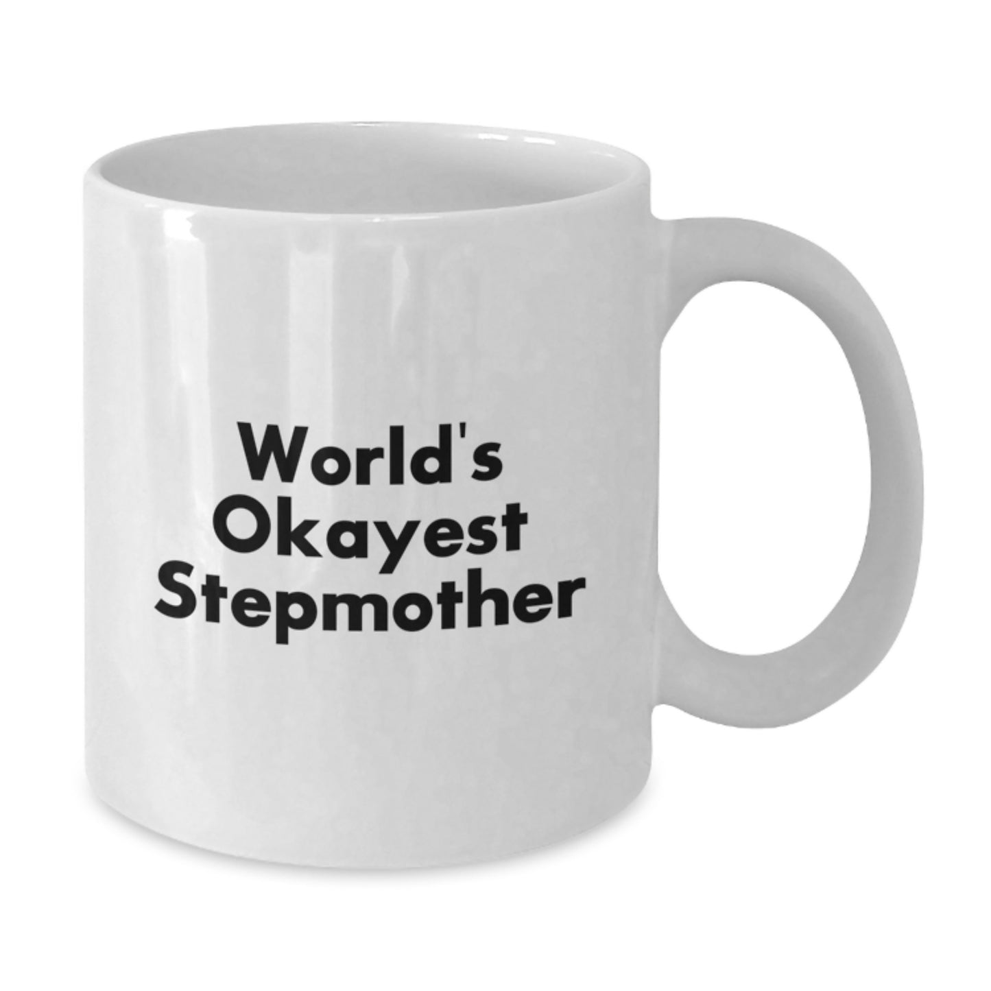 Funny Stepmother Gifts for Her, World's Okayest Stepmother White Coffee Mug, Birthday Unique Gifts from Friends, Family, or Coworkers for Her - Additional