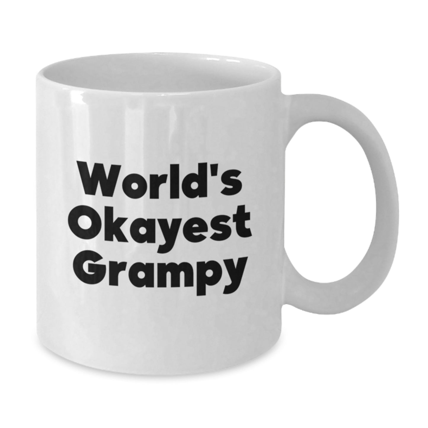 Grampy Gifts from Family, World's Okayest Grampy Funny Quote on White Coffee Mug for Birthday, Gifts for Grampy - Additional