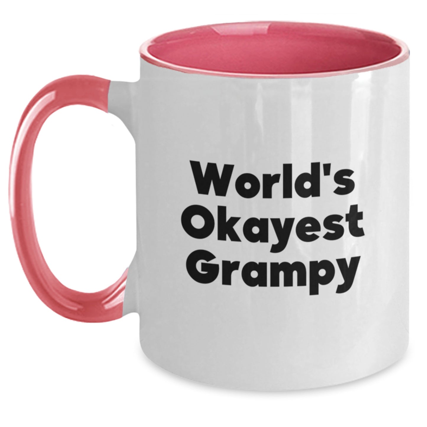 Funny Grampy Gifts, World's Okayest Grampy Two Tone Coffee Mug, Birthday Presents from Men, Women, Family, Friends - Main