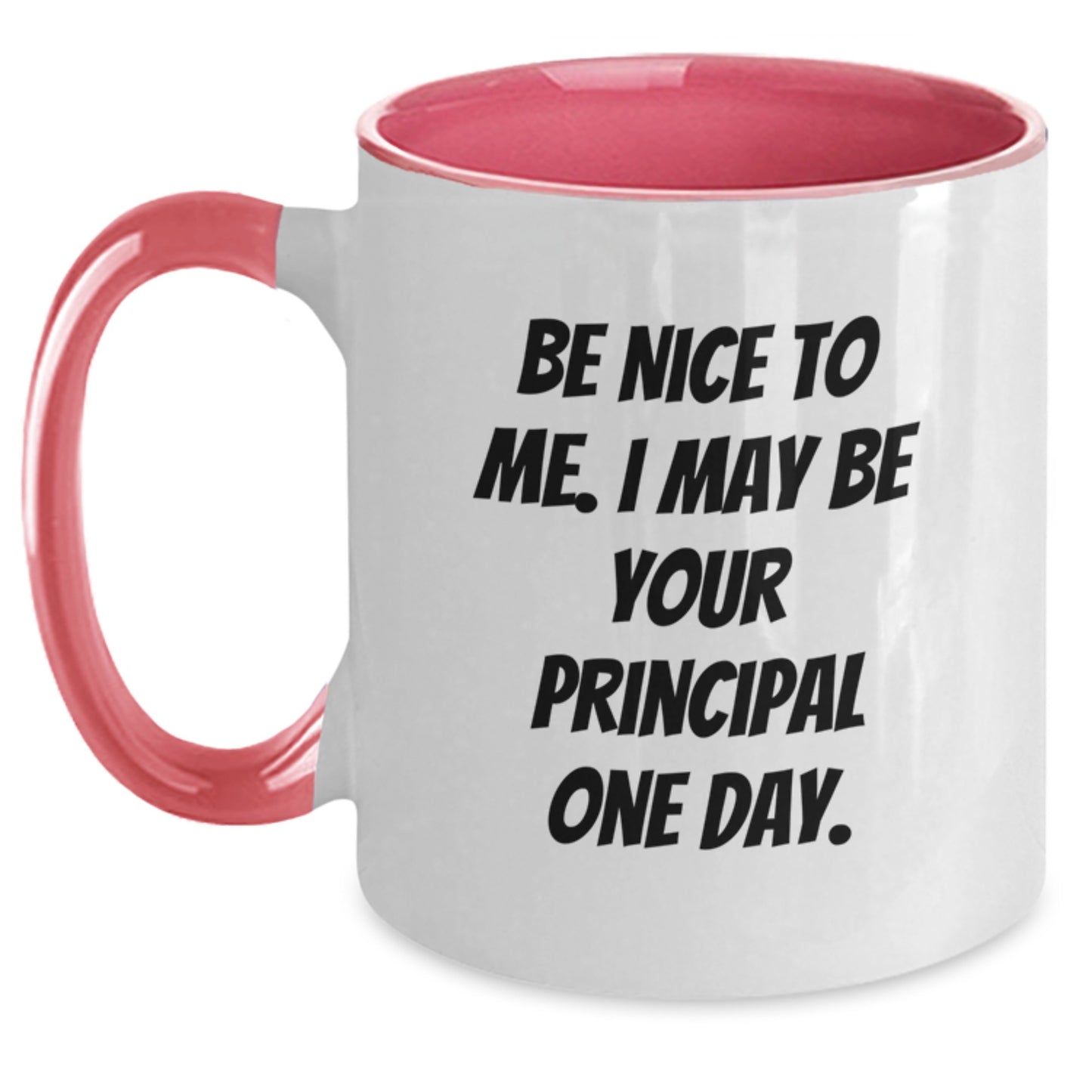 Funny Principal Gifts from Friends - Be Nice To Me. I May Be Your Principal One Day. Two Tone Coffee Mug for Birthday - Main