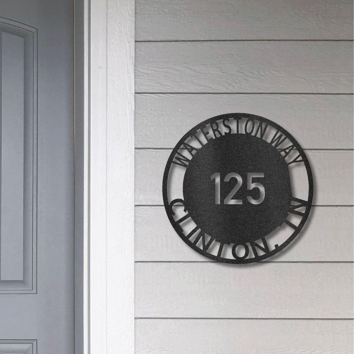 Bold Circle Address Personalized Front Door, Porch, Patio Steel Wall Sign Metal Art - Mallard Moon Gift Shop