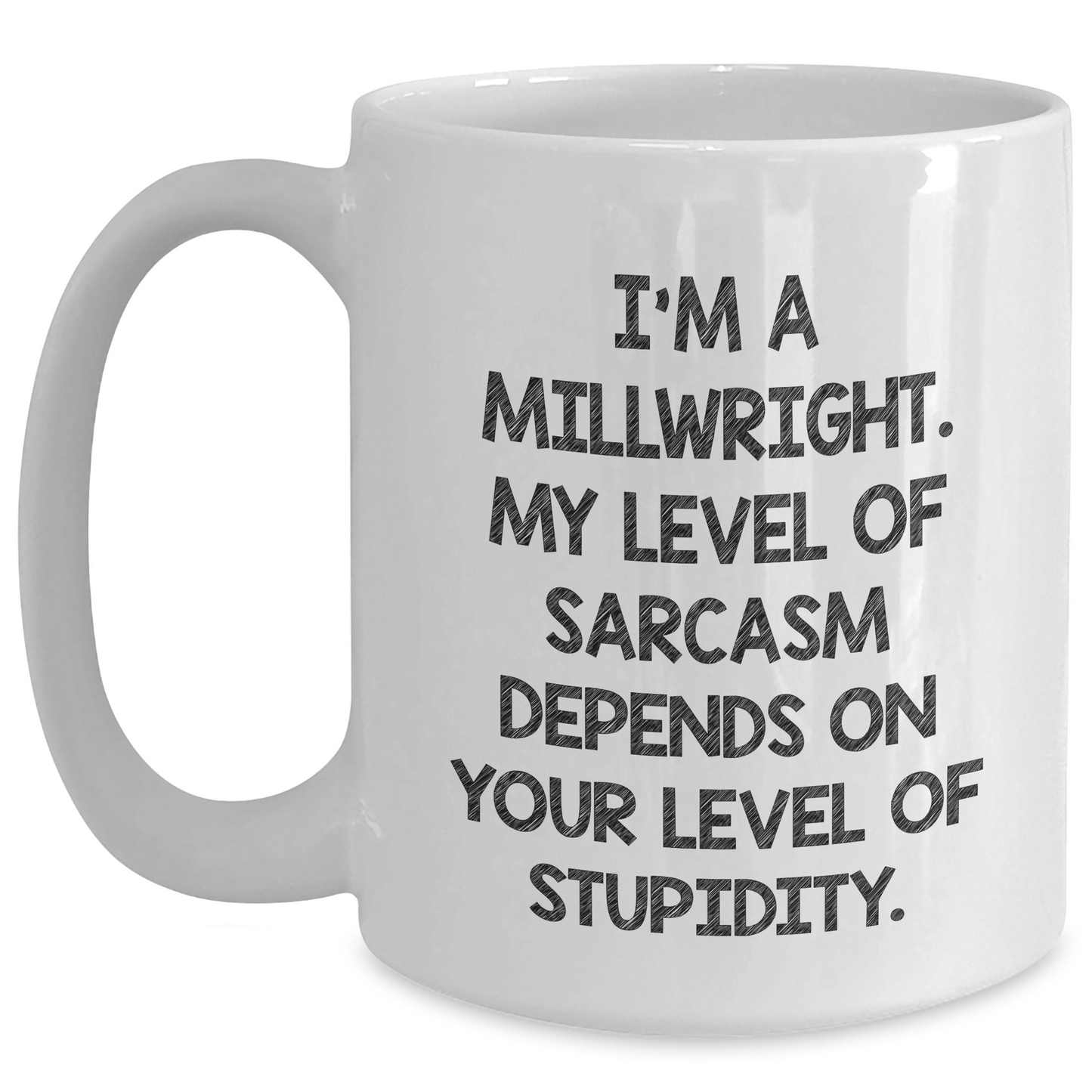 Funny Millwright Gifts - 'I'm A Millwright. My Level Of Sarcasm Depends On Your Level Of Stupidity.' White Coffee Mug for Mom's Day from Men or Women - Main