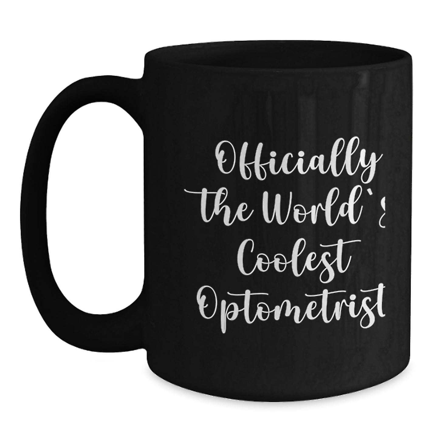 Funny Optometrist Gifts for Men, Women, Friends, and Coworkers - Officially The 'World's Coolest Optometrist' Black Coffee Mug for Christmas - Main