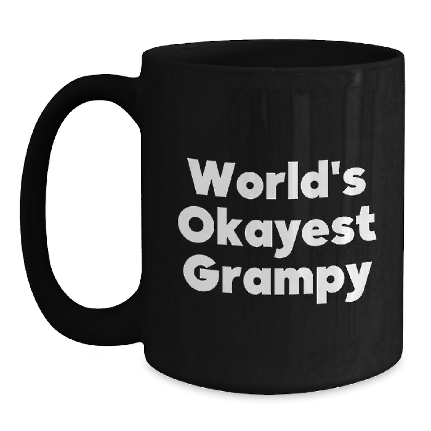 Funny Grampy Gifts, World's Okayest Grampy Black Coffee Mug, Birthday Unique Gifts from Men to Grampy - Main