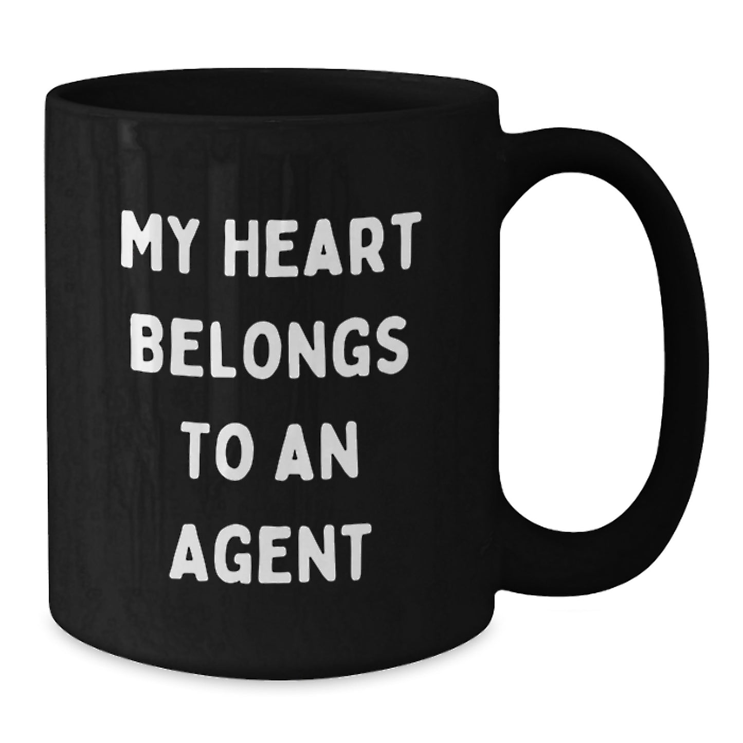 Funny Agent Gifts from Friends and Family - 'My Heart Belongs To An Agent' Black Coffee Mug for Birthday Celebrations - Additional