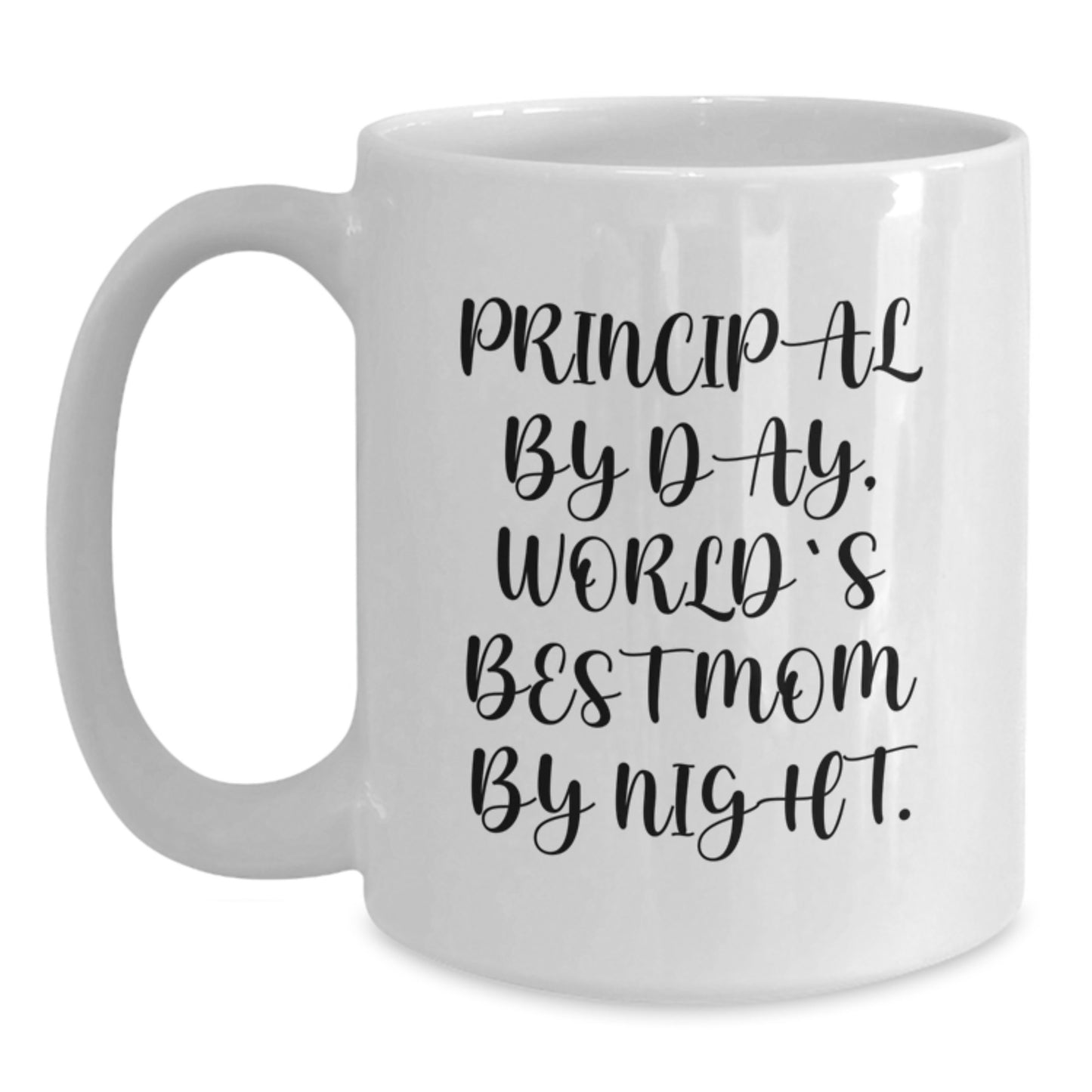 Funny Principal Gifts, Principal By Day, World's Best Mom By Night, White Coffee Mug for Graduation - Main