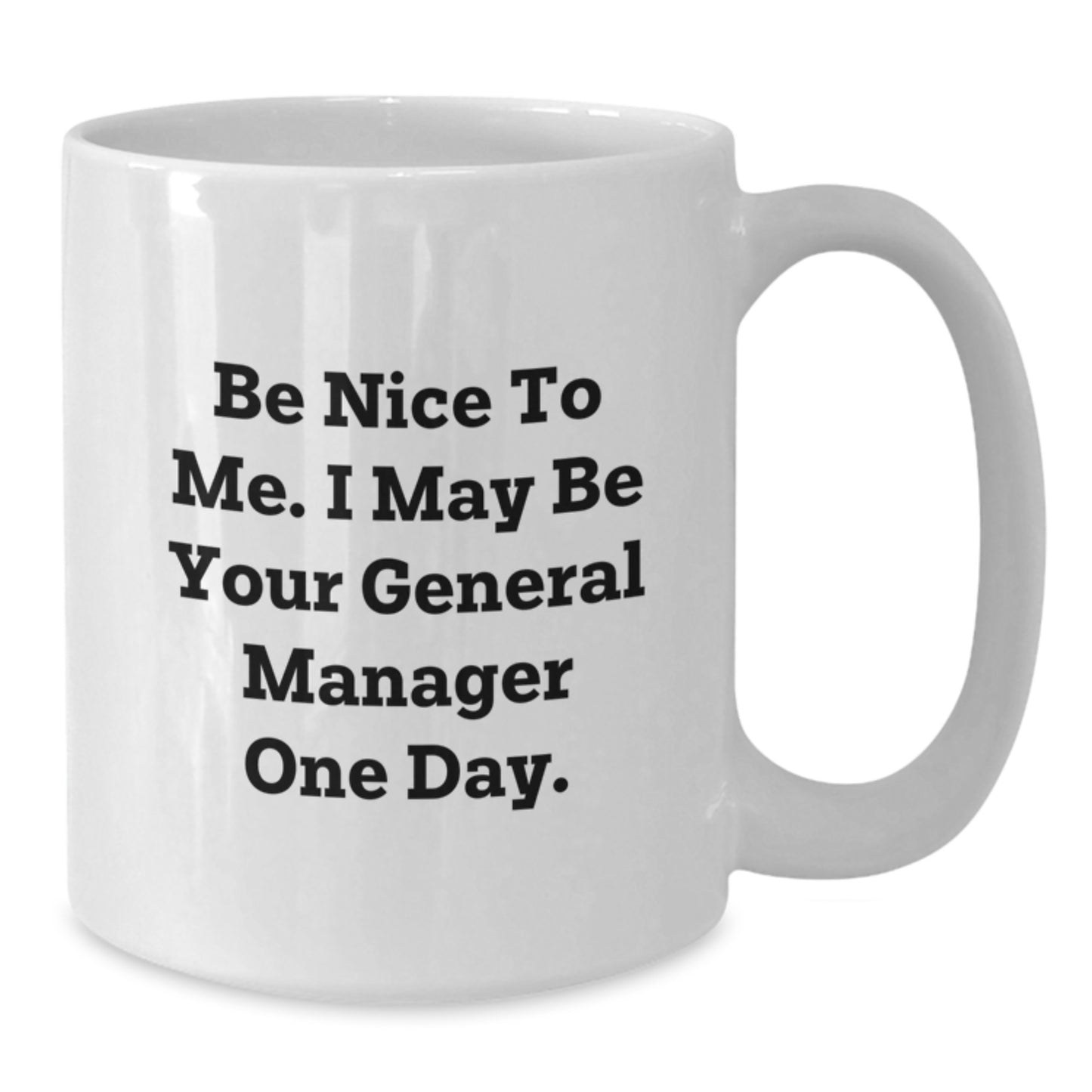 Funny General Manager Gifts from Men to General Manager Friends for Christmas Unique White Coffee Mugs, Be Nice To Me. - Additional