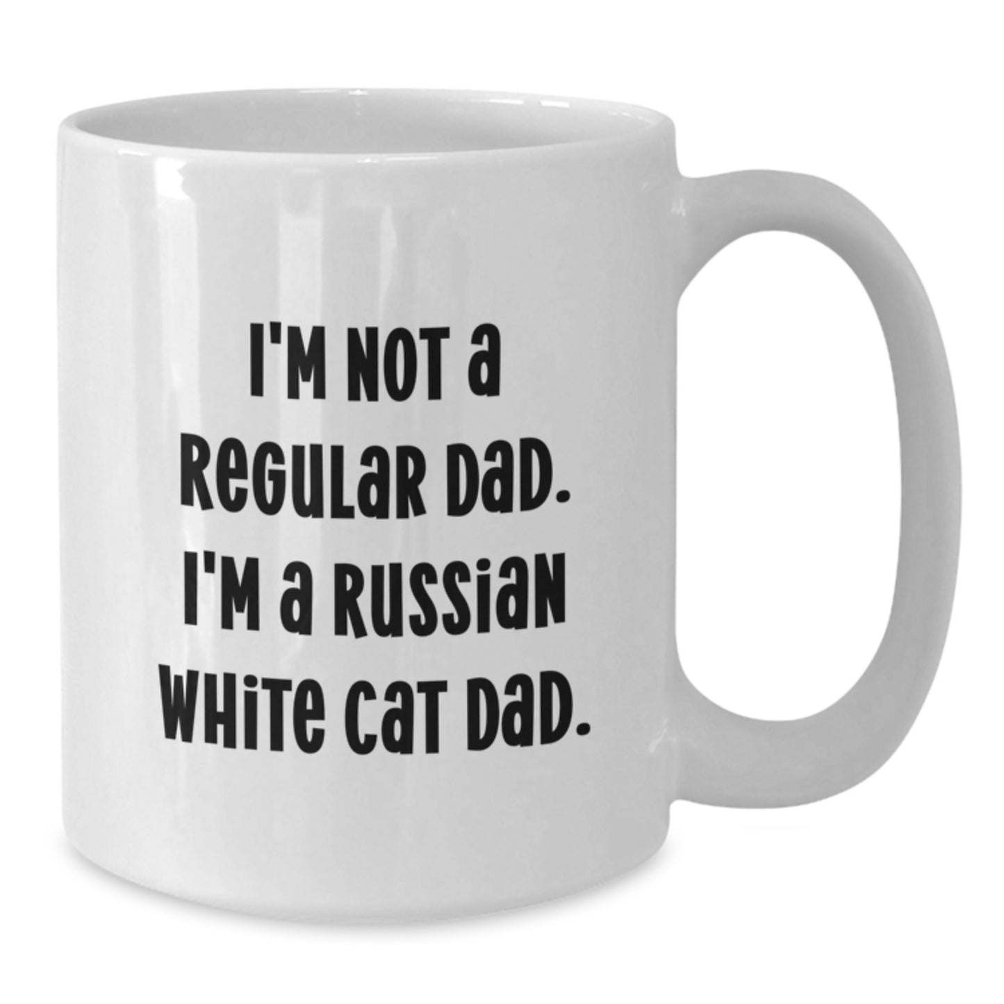 Funny Russian White Cat Dad Gifts for Men - Unique White Coffee Mug, Perfect Russian White Cat Lover Gifts from Friends for Christmas - Additional