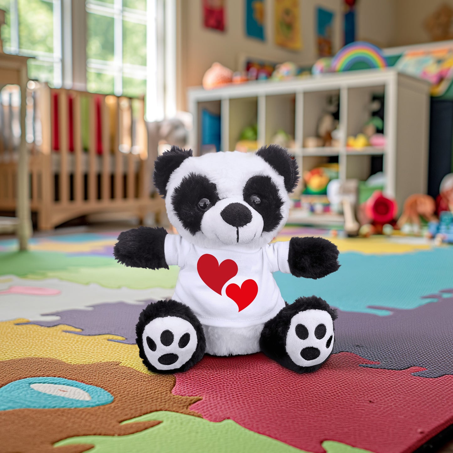 Hearts of Love - Plush Lamb, Panda, or Teddy Bear with Tee Shirt Romantic Gift for Sweetheart - Mallard Moon Gift Shop