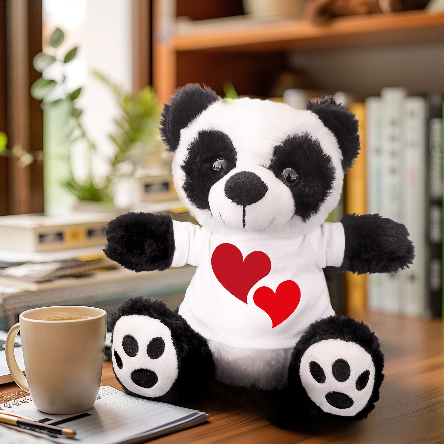 Hearts of Love - Plush Lamb, Panda, or Teddy Bear with Tee Shirt Romantic Gift for Sweetheart - Mallard Moon Gift Shop
