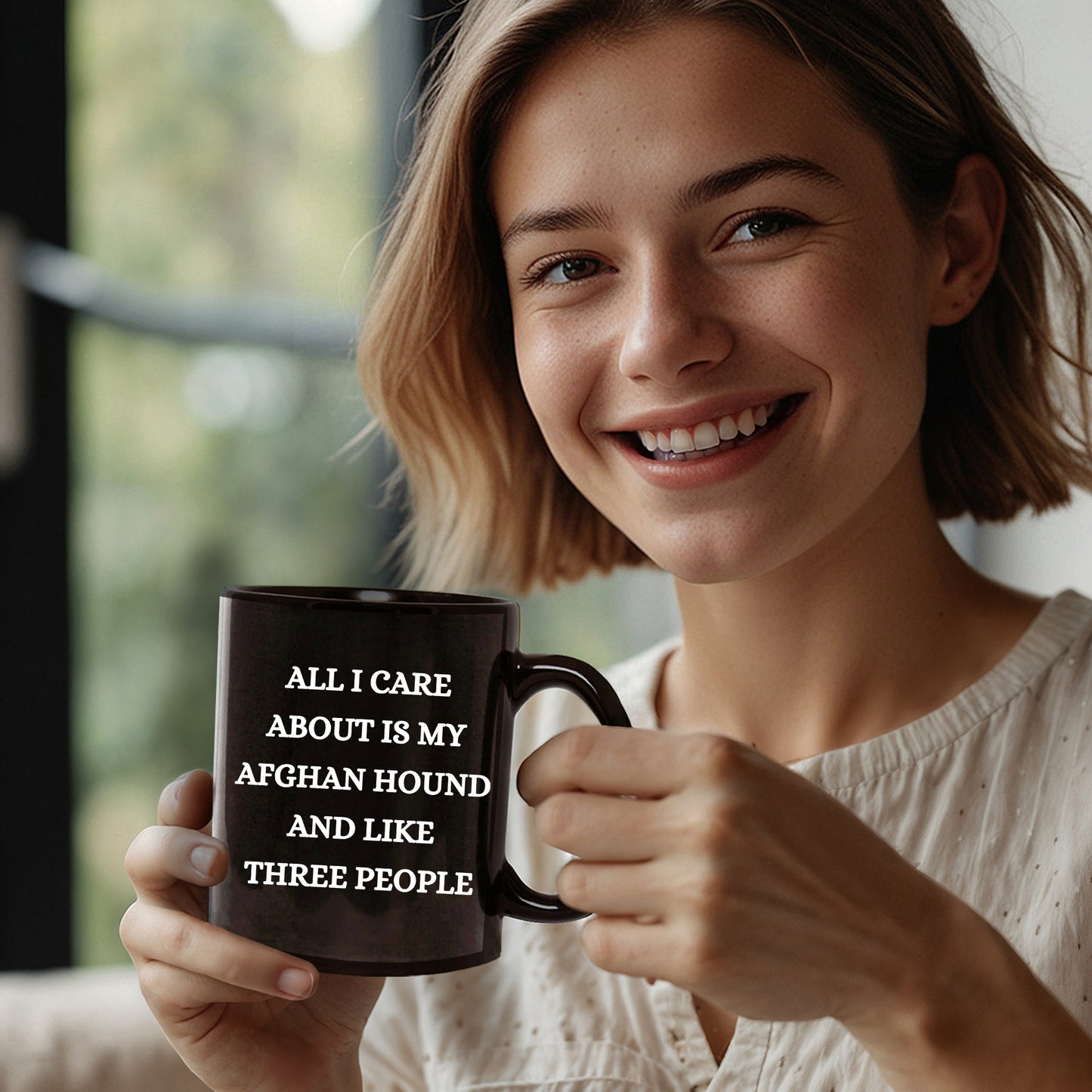 Afghan Hound Dog Lover Birthday, Christmas Gifts Black Ceramic Coffee Mug - All I Care About Is My Afghan Hound and Like Three People - Mallard Moon Gift Shop