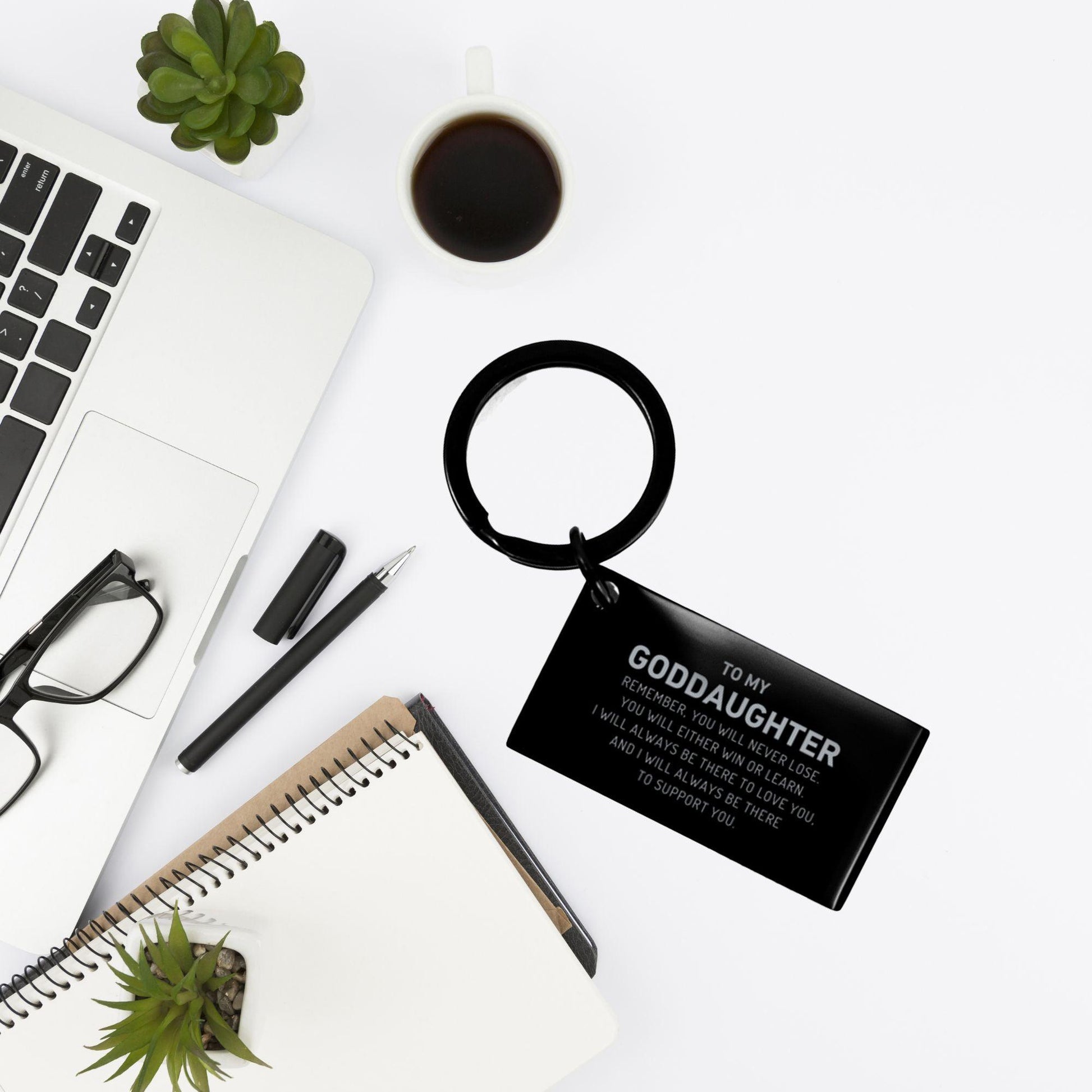 Goddaughter Gifts, To My Goddaughter Remember, you will never lose. You will either WIN or LEARN, Keepsake Keychain For Goddaughter Engraved, Birthday Christmas Gifts Ideas For Goddaughter X-mas Gifts - Mallard Moon Gift Shop