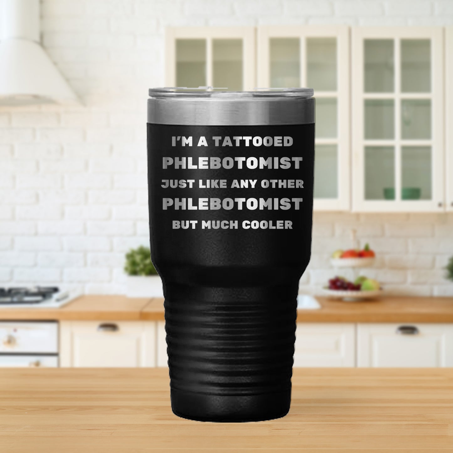 Tattooed Phlebotomist – Stainless Steel Polar Tumbler 30 oz for Inked Lab Techs & Healthcare Pros - Mallard Moon Gift Shop
