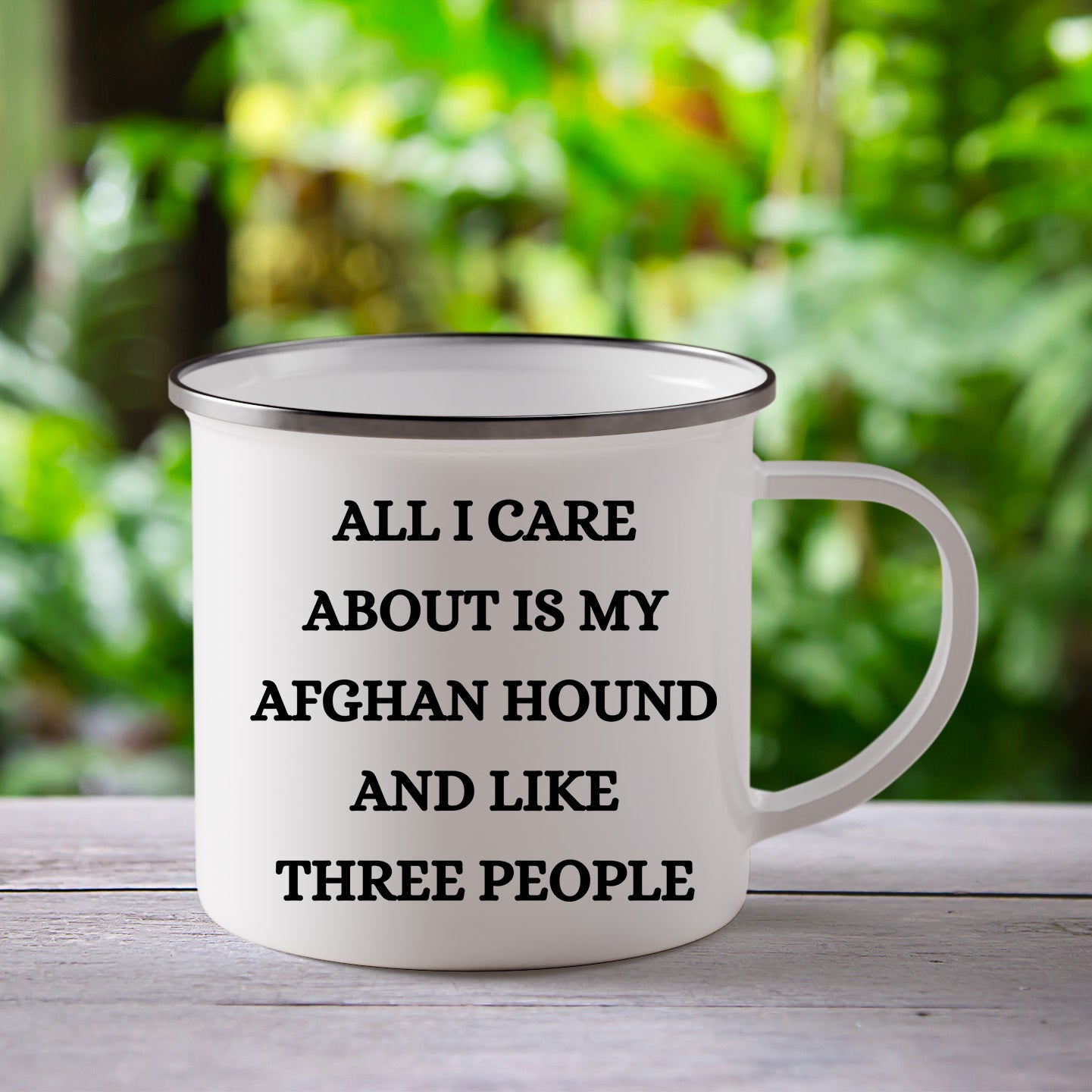 Afghan Hound Dog Lovers Christmas Unique Gift, Camping Mug with Funny Quote 'All I Care About Are My Afghan Hound And Like Three People', 12 oz Stainless Steel with Enamel Finish - Mallard Moon Gift Shop