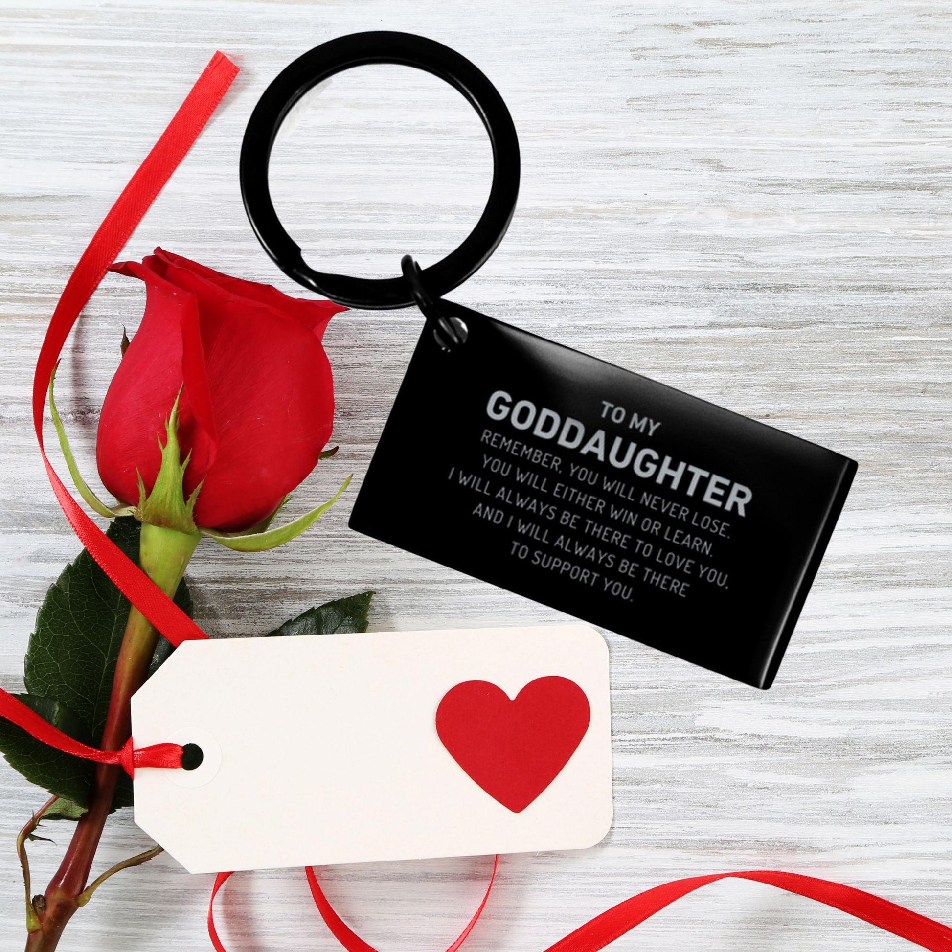 Goddaughter Gifts, To My Goddaughter Remember, you will never lose. You will either WIN or LEARN, Keepsake Keychain For Goddaughter Engraved, Birthday Christmas Gifts Ideas For Goddaughter X-mas Gifts - Mallard Moon Gift Shop