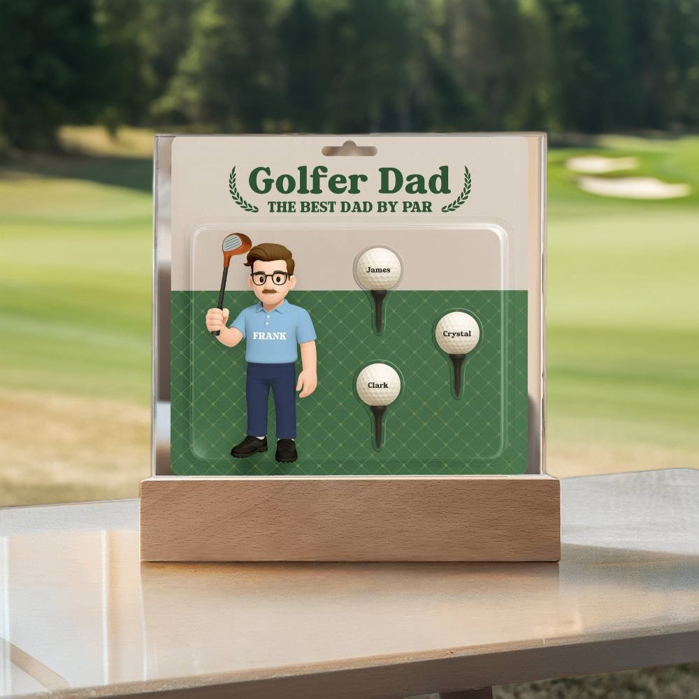 Golfer Dad Personalized Gift Plaque – Custom Golf Balls with Kids' Names – “The Best Dad by Par” Father's Day Gift from Children - Mallard Moon Gift Shop