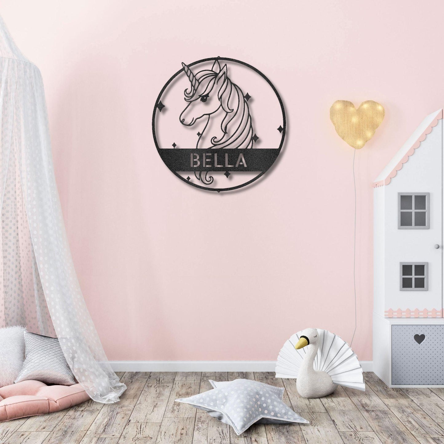 Unicorn Custom Name Metal Art Wall Sign - Mallard Moon Gift Shop