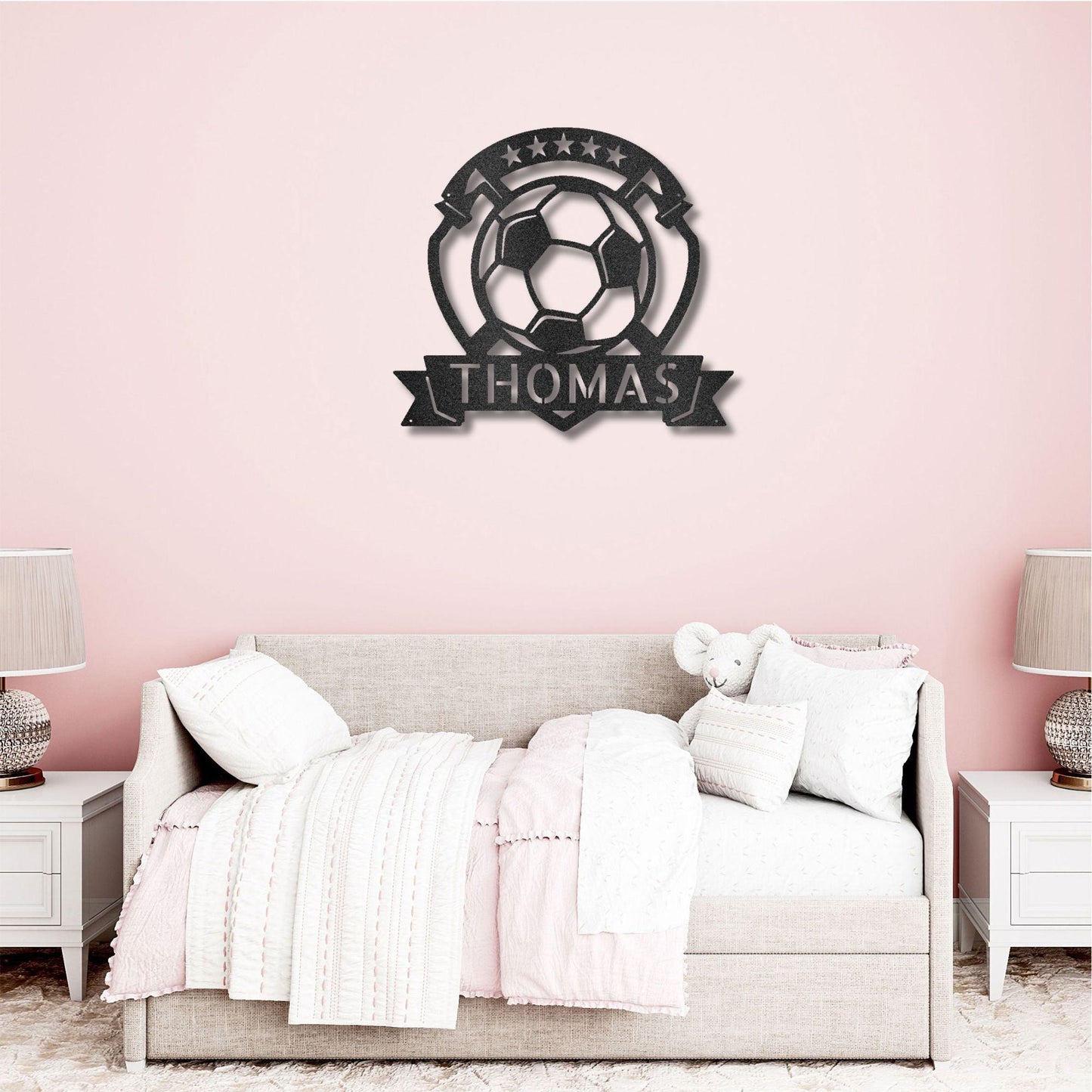 Soccer Plaque Custom Name Steel Wall Sign - Mallard Moon Gift Shop