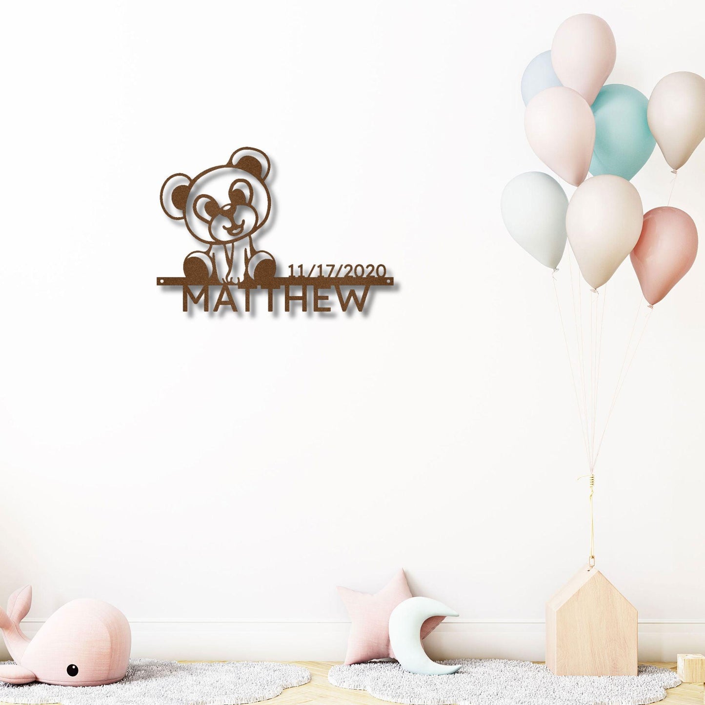 Timeless Teddy Bear: Personalized Metal Sign with Name & Birth Date - Mallard Moon Gift Shop