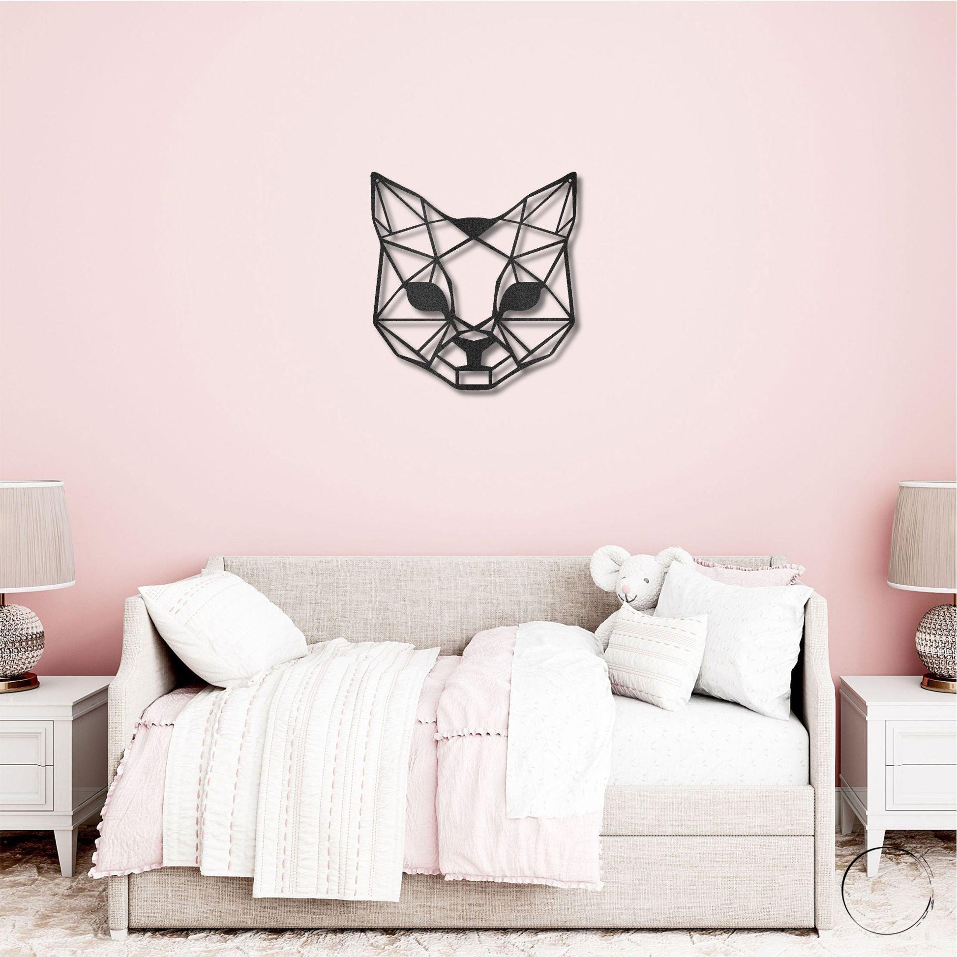 Cat Geometric Indoor Outdoor Steel Wall Sign - Mallard Moon Gift Shop
