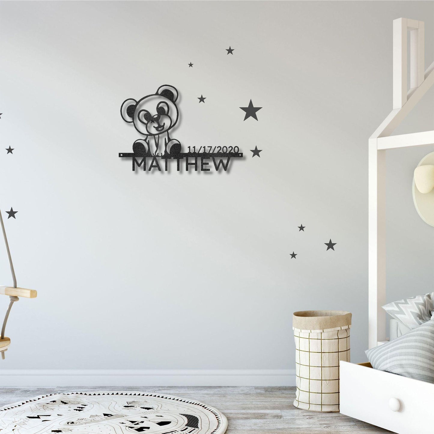 Timeless Teddy Bear: Personalized Metal Sign with Name & Birth Date - Mallard Moon Gift Shop
