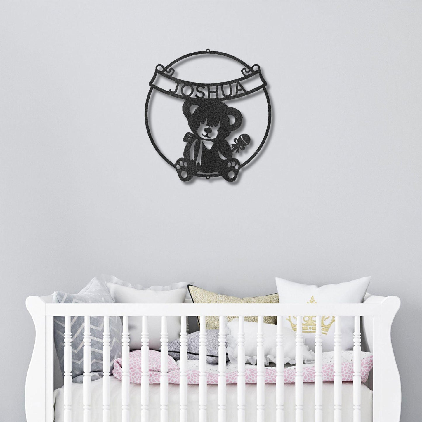 Cherished Teddy Bear: Personalized Metal Name Sign for Children - Mallard Moon Gift Shop