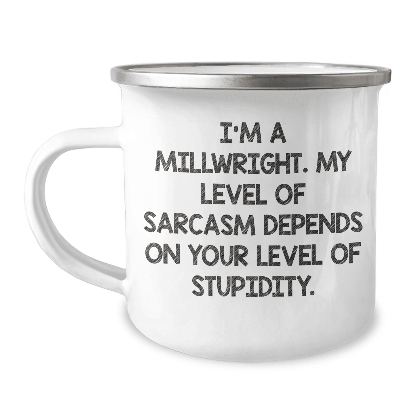 Funny Millwright Gifts for Mother's Day - 'I'm A Millwright, My Level Of Sarcasm...' Camping Mug, Gifts from Men to Women - Mallard Moon Gift Shop