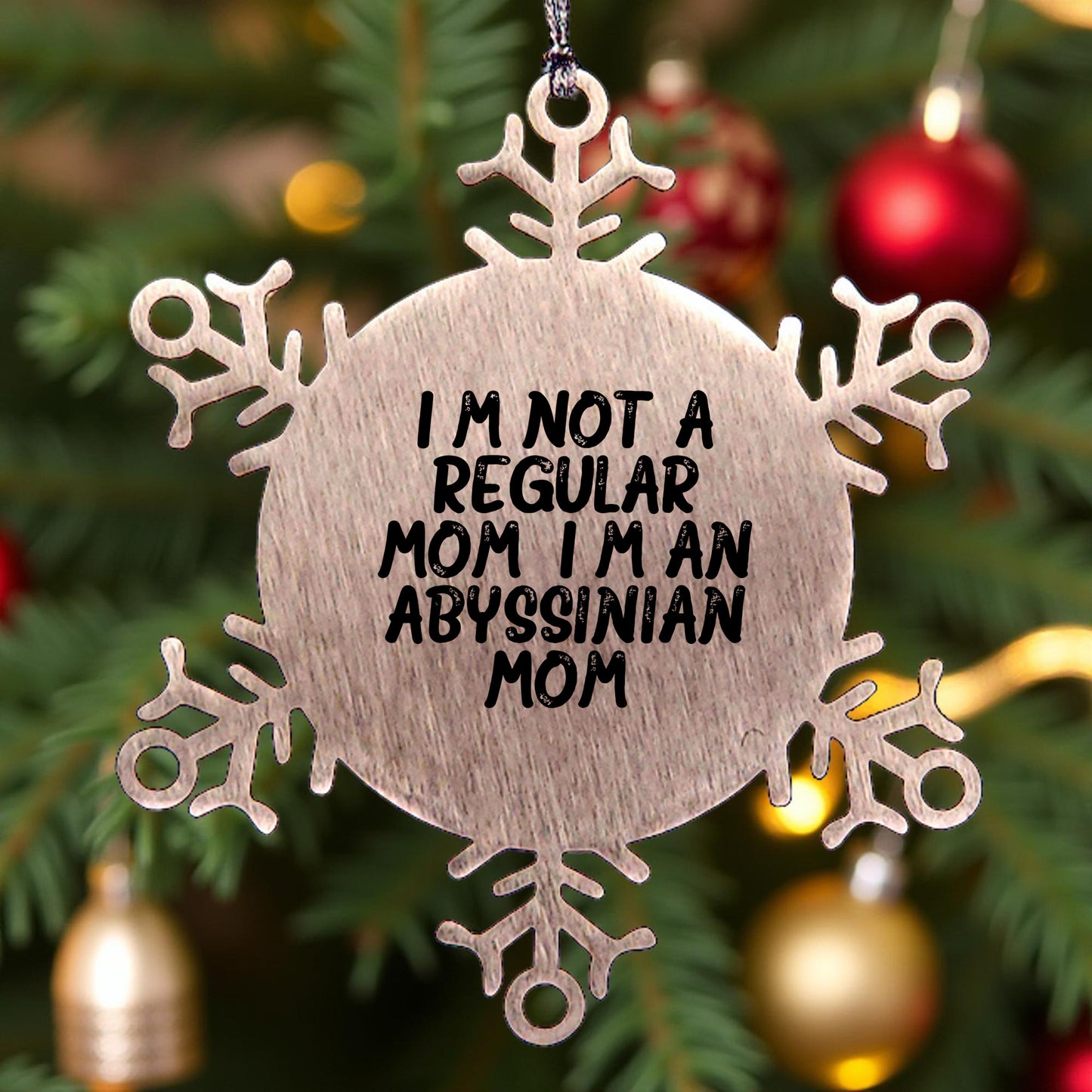 Abyssinian Cat Mom Snowflake Ornament, Funny Christmas Unique Gift for Abyssinian Cat Lover from Mom, Unique Snowflake Ornament, Shatterproof, 3.14 inches