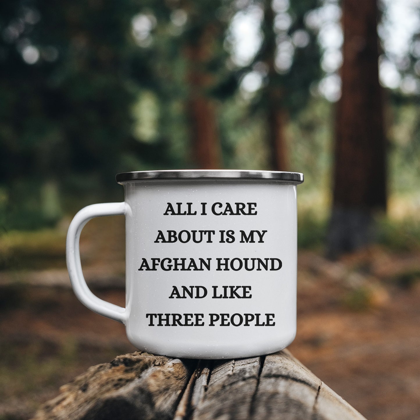 Afghan Hound Dog Lovers Christmas Unique Gift, Camping Mug with Funny Quote 'All I Care About Are My Afghan Hound And Like Three People', 12 oz Stainless Steel with Enamel Finish - Mallard Moon Gift Shop