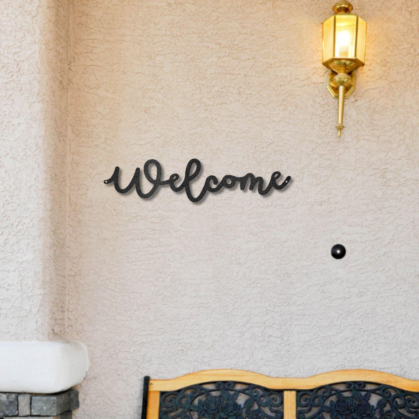 Welcome Script Indoor Outdoor Steel Wall Sign - Mallard Moon Gift Shop