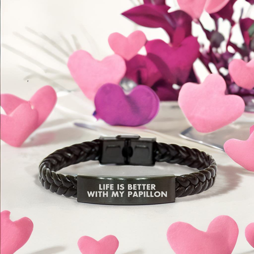 Spring Pet Products Papillon Dog Mom's Day Interlaced Leather Bracelet, Funny Quote Gift from Men to Women Friends Family - Mallard Moon Gift Shop