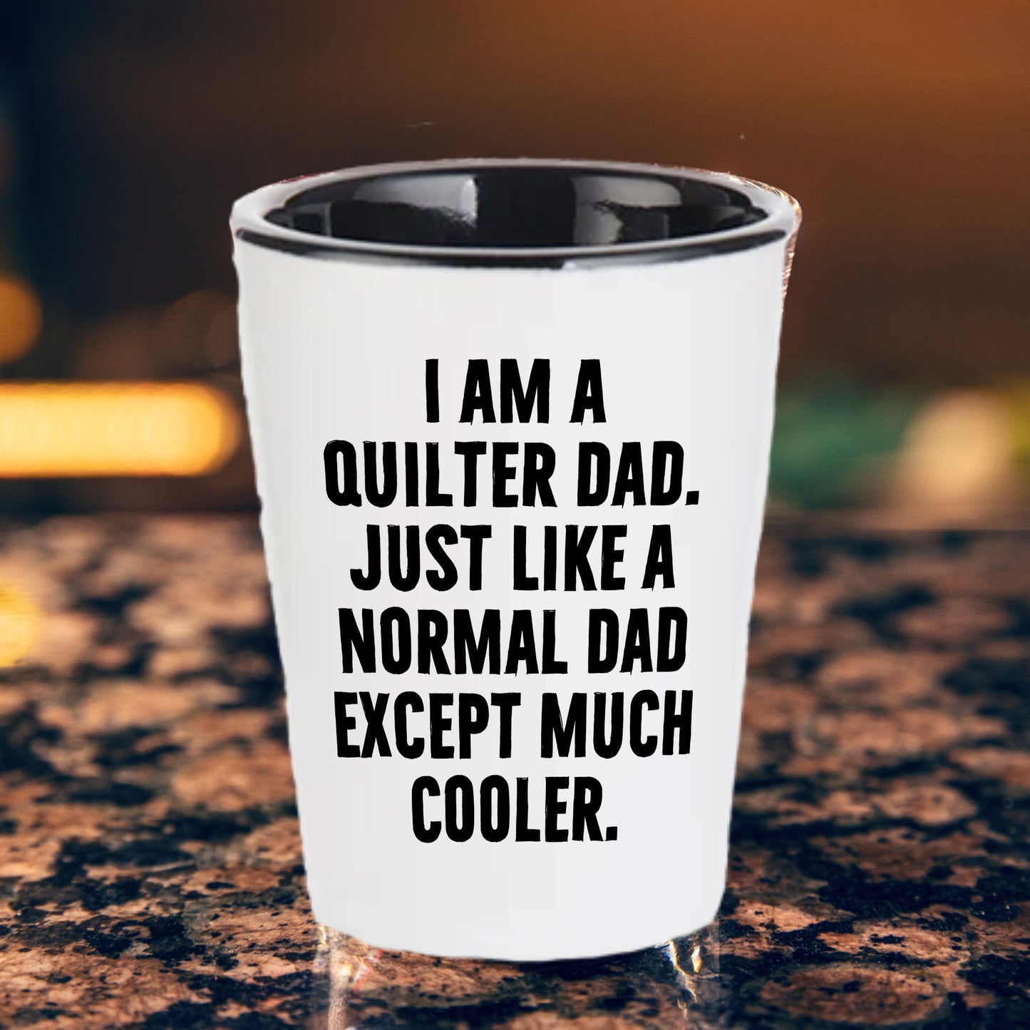 Spring Pet Products Quilter Graduation Gifts from Friends - I Am A Quilter Dad. Just Like A Normal Dad Except Much Cooler. Shot Glass - 1.5oz Ceramic White - Mallard Moon Gift Shop