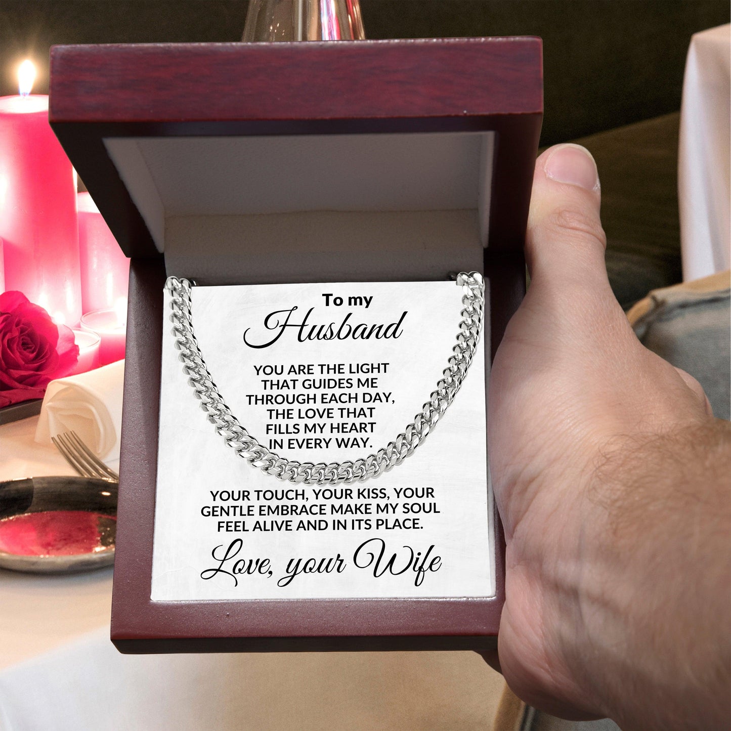 To My Husband - The Love That Fills My Heart - Cuban Link Necklace - Mallard Moon Gift Shop