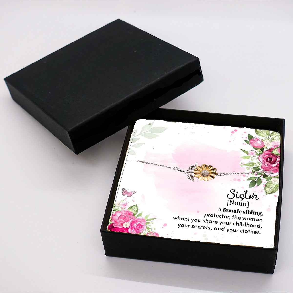 Sunflower Bracelet for Adult or Teen Sister – Sterling Silver with 18K Gold-Plated Petals – Meaningful Birthday, Christmas, or Friendship Gift with Sentimental Message Card - Mallard Moon Gift Shop