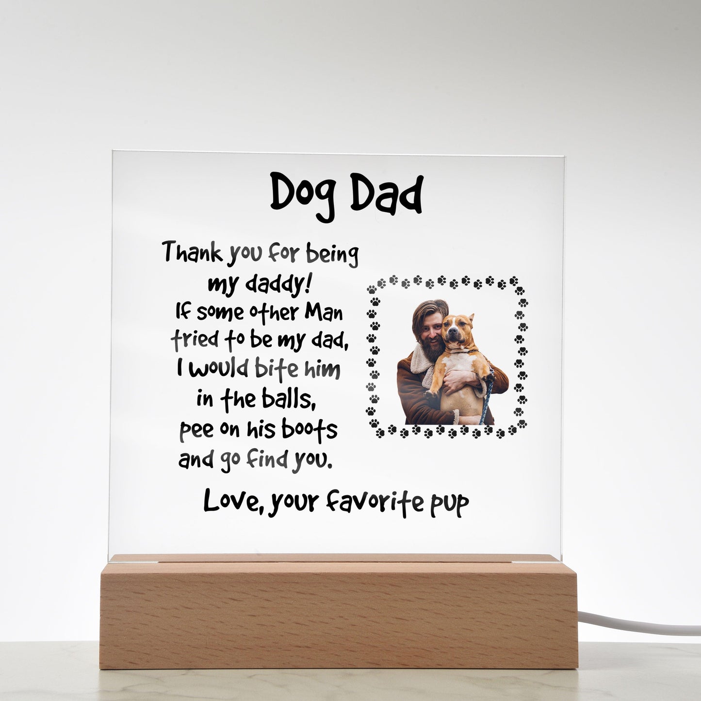 Gift for Dog Dad Custom Photo Upload Acrylic Plaque - Mallard Moon Gift Shop
